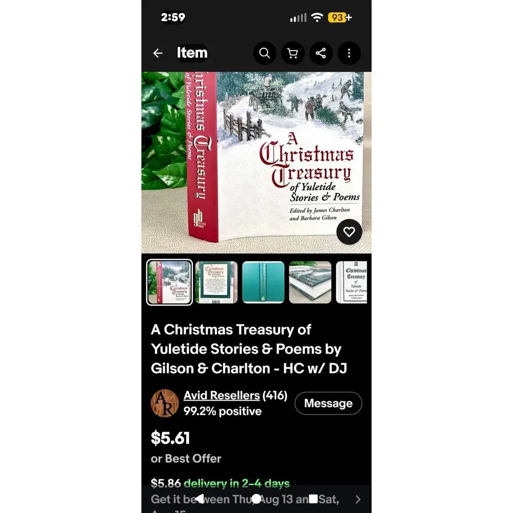 Vintage A Christmas Treasury of Yuletide Stories and Poems New